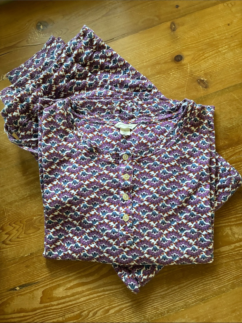 Vera Bradley 100% Cotton Pajamas - Henley Top, Drawstring Bottoms